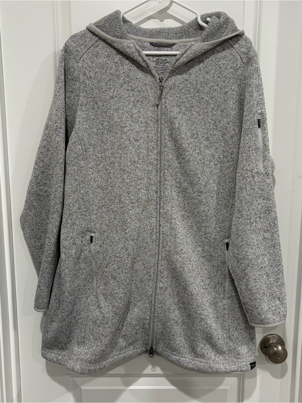 L.L.Bean Heather Gray Long Hooded Fleece Jacket